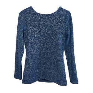 Jennifer Lopez Women’s Dark Blue Metallic Long Sleeve Shirt Size Medium